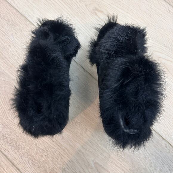 COACH Kataya Black Suede and rabbit fur Wedge Booties size 6.5 - Picture 5 of 12